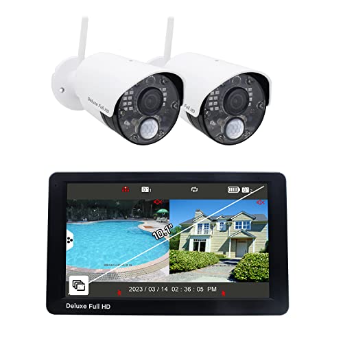 CasaCam Deluxe Wireless Security Camera System | Large 10.1" Touchscreen Monitor with 2 1080p Cameras | Longer Range, AC Powered, Two-Way Audio, Free APP, 32GB SD Card Installed, Model VS5102A - Image 1
