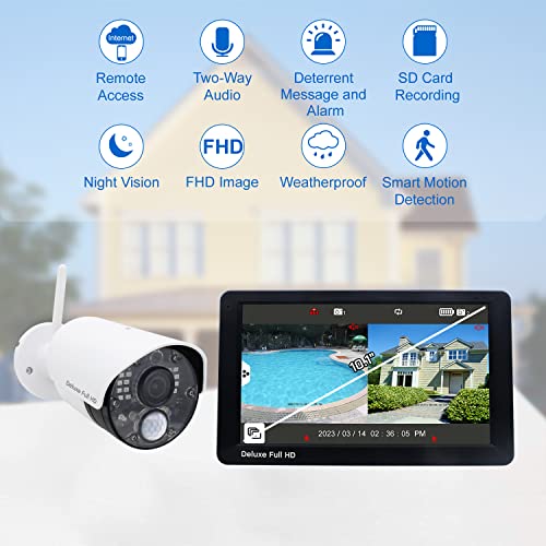 CasaCam Deluxe Wireless Security Camera System | Large 10.1" Touchscreen Monitor with 2 1080p Cameras | Longer Range, AC Powered, Two-Way Audio, Free APP, 32GB SD Card Installed, Model VS5102A - Image 2