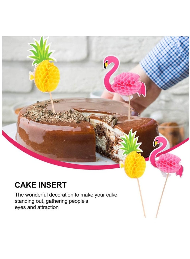 Y&D Flamingo Pineapple Cupcake Toppers for Hawaii Birthday Party Decoration, 48 Pcs Tropical Summer Supplies Beach Theme Wedding Hawaiian Cake Decorations - Image 4