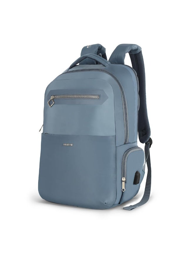 American Tourister Jit+ 2.0 Style 02, 28L Office 3 Compartment Laptop Backpack With Cable Organizer Pouch, USB Charging Port, Trolley Strap & Rain Cover For Unisex, Men & Women - Mirage Blue - Image 1