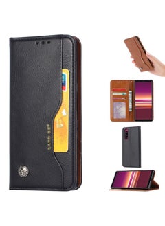 Case Cover For For Sony Xperia 5 Knead Skin Texture Horizontal Flip Leather Case with Photo Frame & Holder & Card Slots & Wallet(Black)