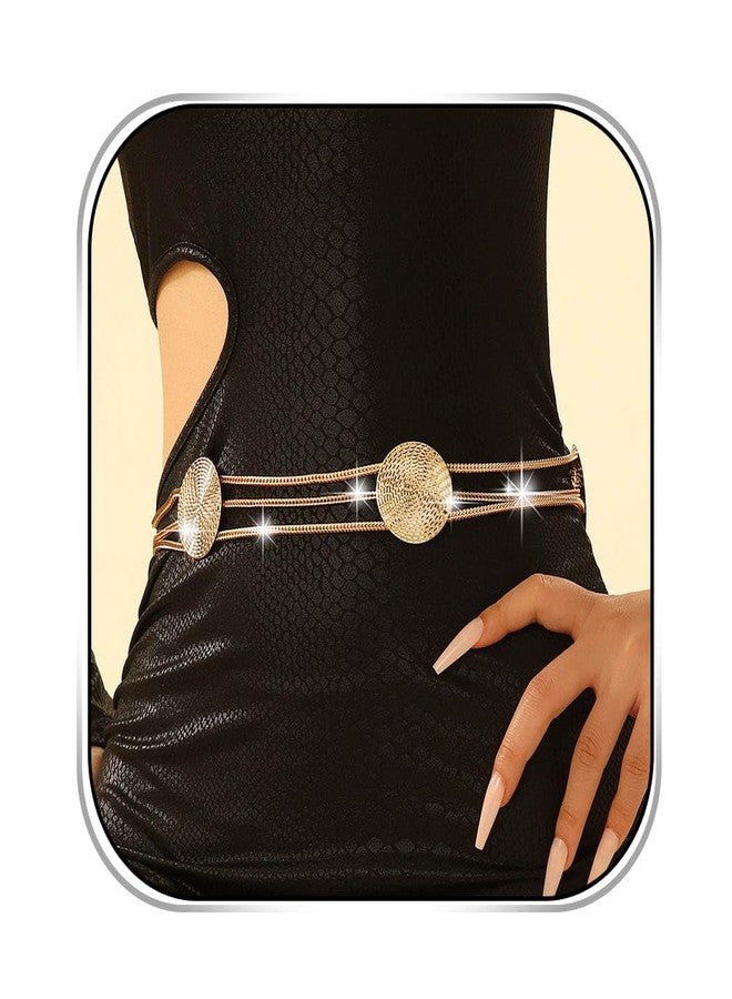 CanB Circle Waist Chain Metal Belt Waist Chains Layered Dress Belts Chain (Gold-B) - Image 1