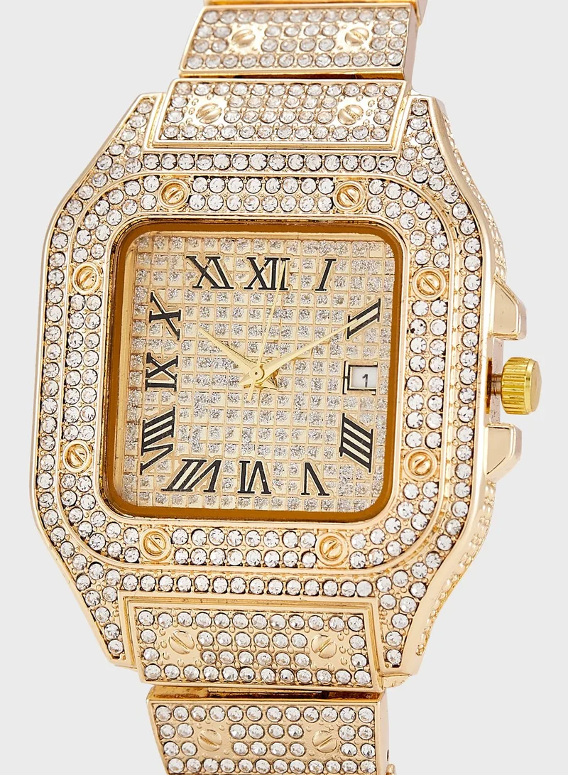 Khizana Jeweled Analog Automatic  Square Dial Watch