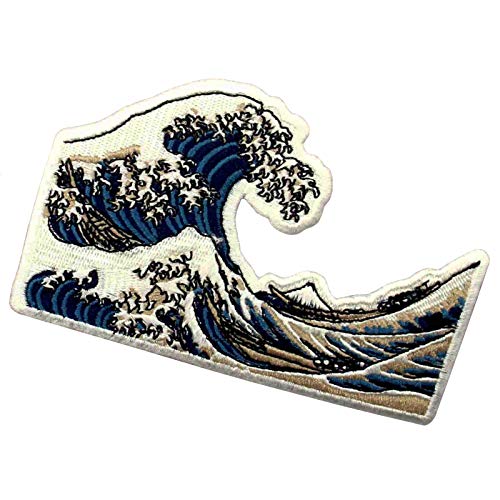 Rocking Planet Great Wave Off Kanagawa Patch Embroidered Biker Applique Iron On Sew On Emblem - Image 3