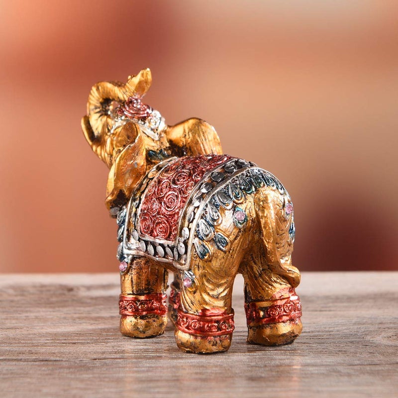 BRASSTAR Brasstar Resin Elephants Family Seven Golden تمثال للحيوانات.  - Image 4