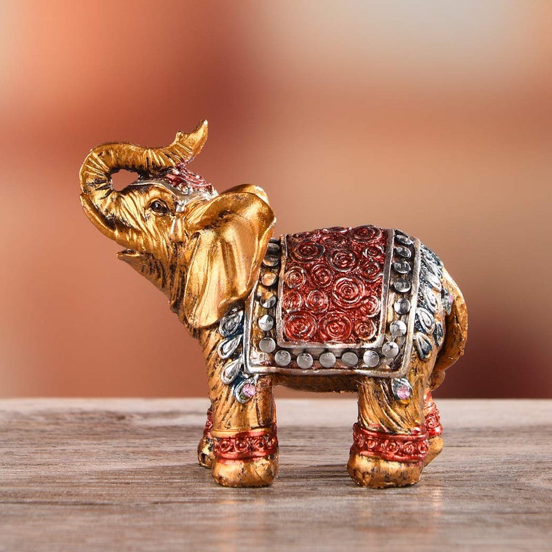 BRASSTAR Brasstar Resin Elephants Family Seven Golden تمثال للحيوانات.  - Image 3