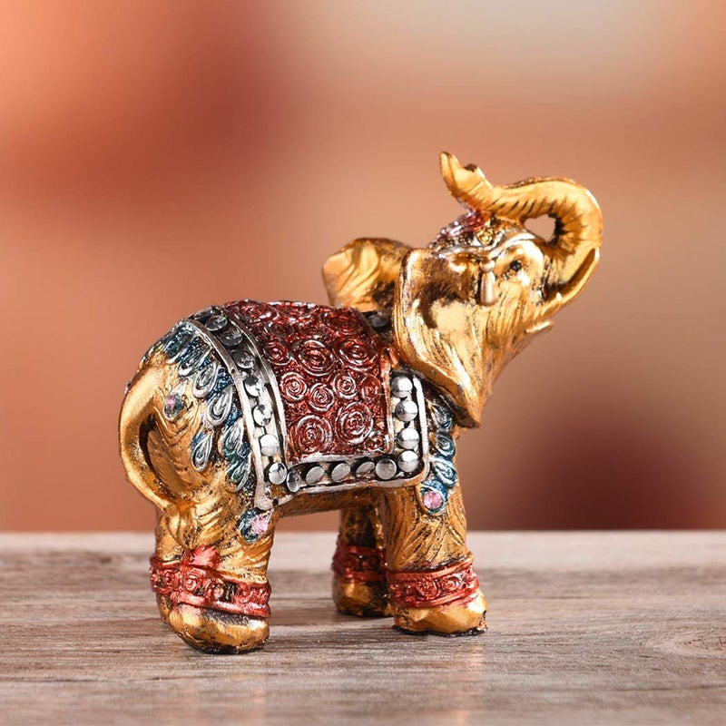 BRASSTAR Brasstar Resin Elephants Family Seven Golden تمثال للحيوانات.  - Image 5