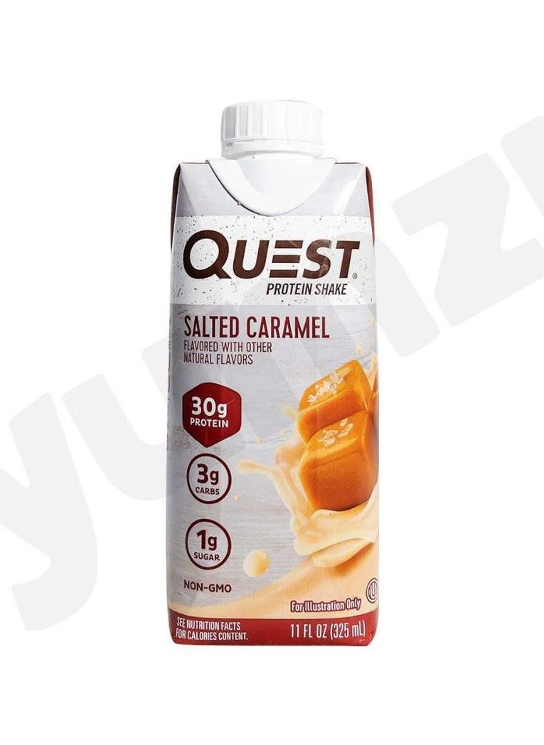 QUEST NUTRITION - QUEST NUTRITION READY TO DRINK SALTED CARAMEL PROTEIN SHAKE HIGH PROTEIN LOW CARB GLUTEN FREE KETO FRIENDLY 12 PIECES - Image 1