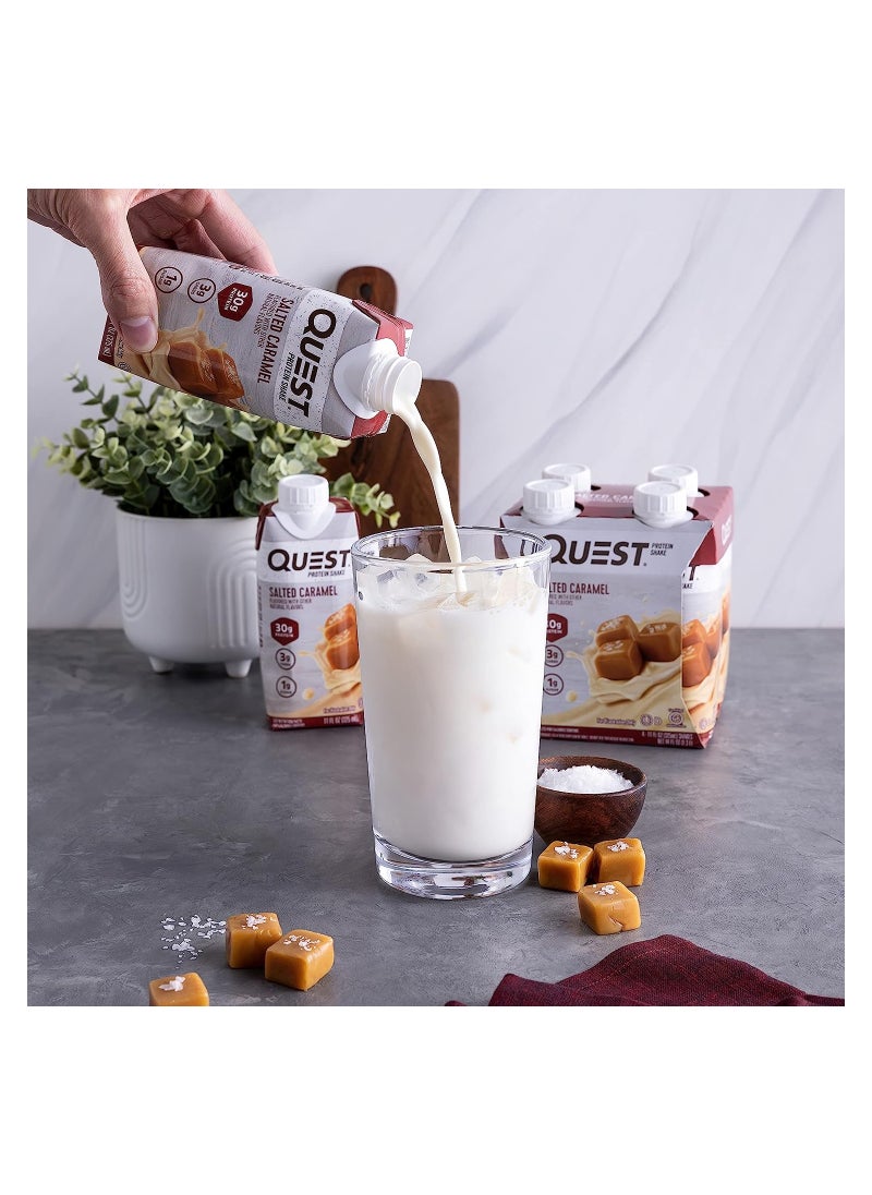 QUEST NUTRITION - QUEST NUTRITION READY TO DRINK SALTED CARAMEL PROTEIN SHAKE HIGH PROTEIN LOW CARB GLUTEN FREE KETO FRIENDLY 12 PIECES - Image 1