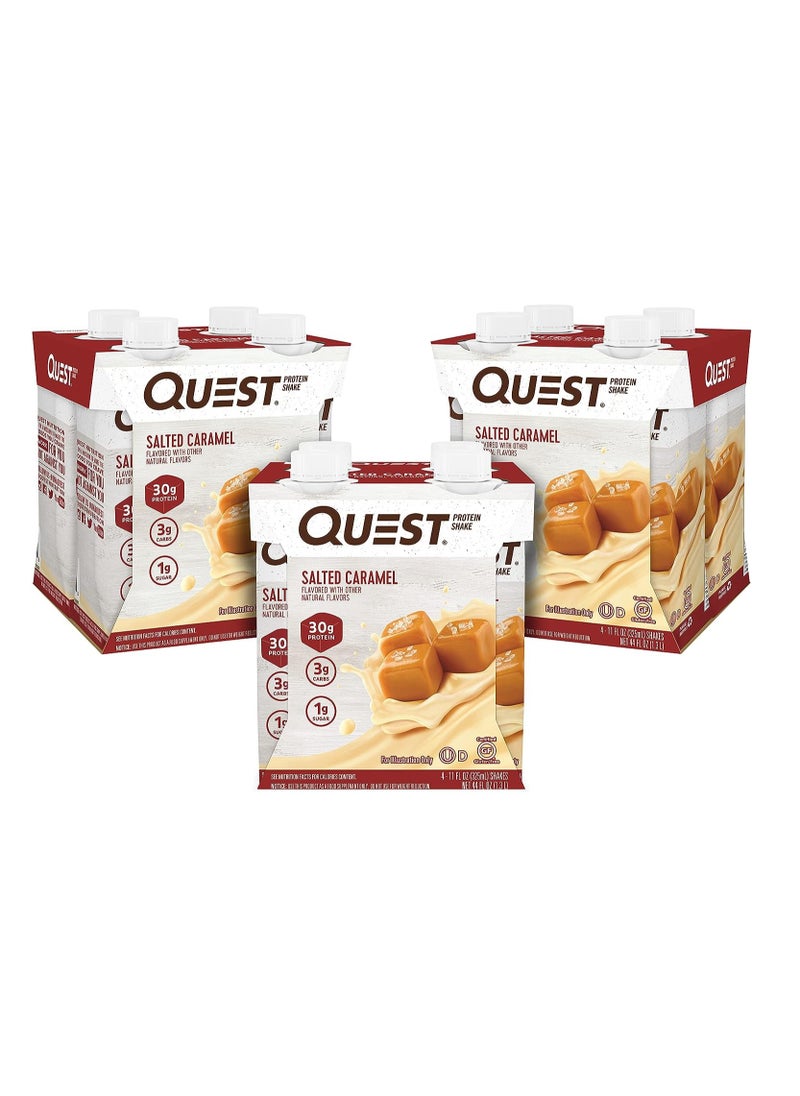 QUEST NUTRITION - QUEST NUTRITION READY TO DRINK SALTED CARAMEL PROTEIN SHAKE HIGH PROTEIN LOW CARB GLUTEN FREE KETO FRIENDLY 12 PIECES - Image 1