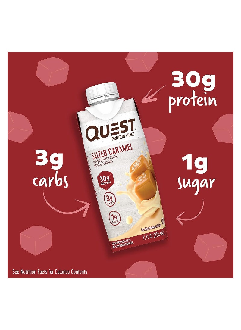 QUEST NUTRITION - QUEST NUTRITION READY TO DRINK SALTED CARAMEL PROTEIN SHAKE HIGH PROTEIN LOW CARB GLUTEN FREE KETO FRIENDLY 12 PIECES - Image 1