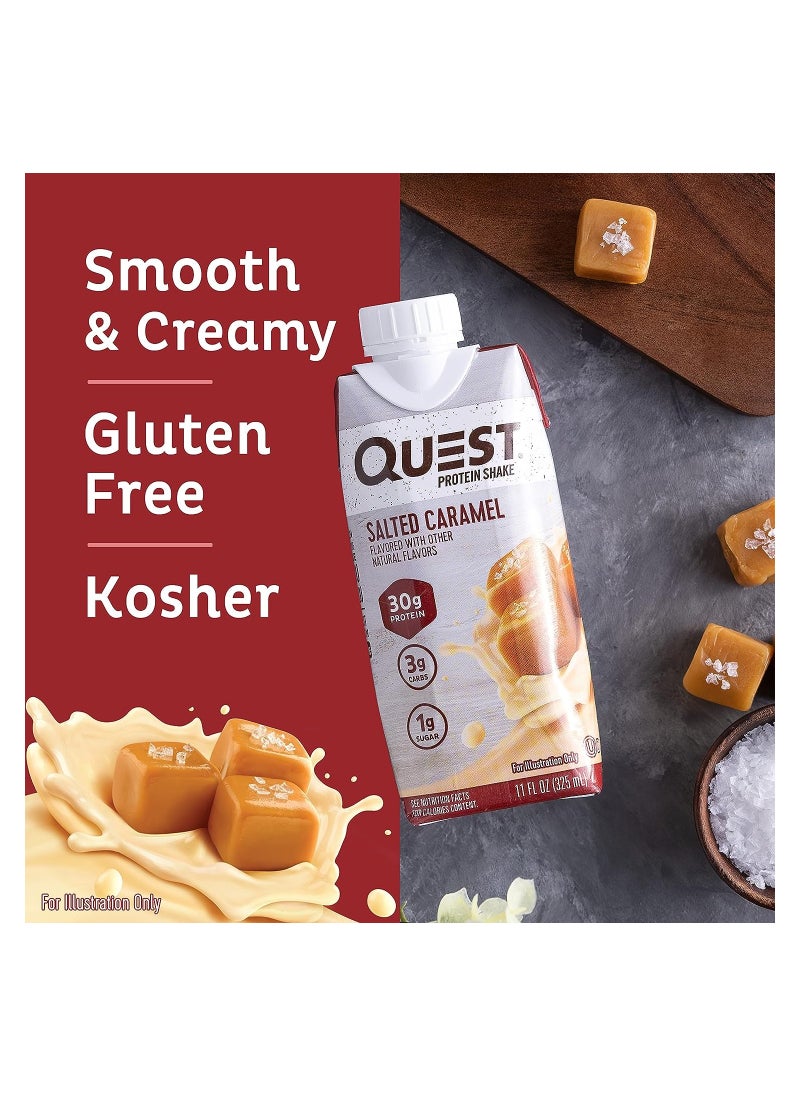 QUEST NUTRITION - QUEST NUTRITION READY TO DRINK SALTED CARAMEL PROTEIN SHAKE HIGH PROTEIN LOW CARB GLUTEN FREE KETO FRIENDLY 12 PIECES - Image 1