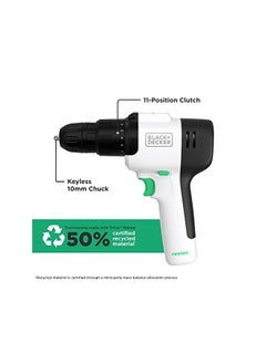 BLACK+DECKER Reviva Powerful 12V Cordless Lightweight Hammer Drill Made From 50 Percent Recycled Material With Maximum 400Nm Torque Revhd12C Gb  - Image 2