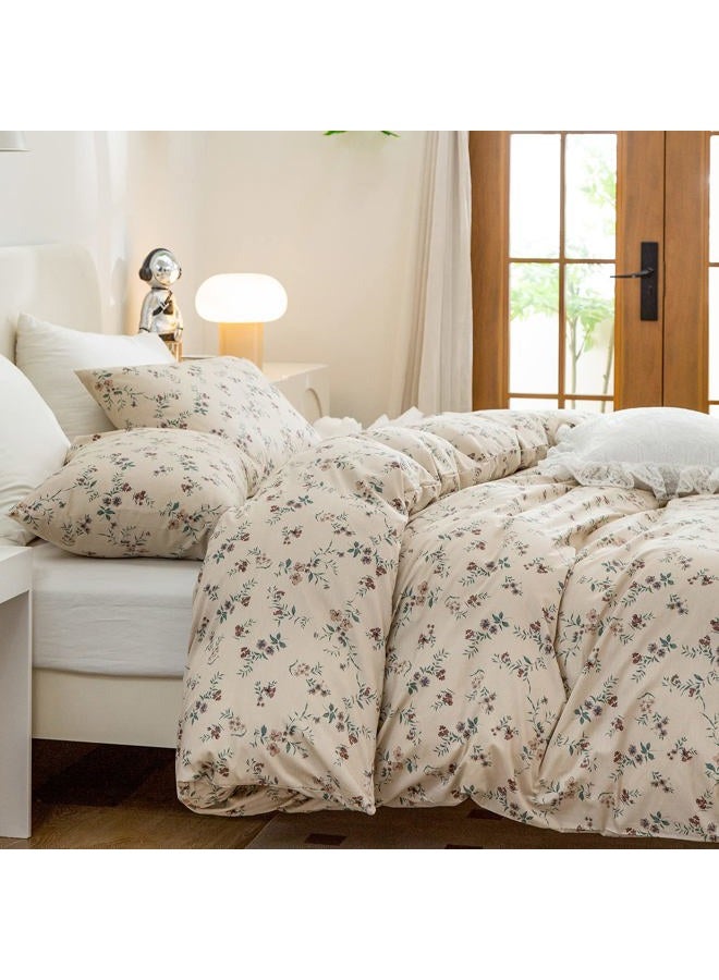 BUPIRD Floral Comforter Queen Set 3 Pieces Soft Cute Vintage Floral Bedding Comforter Lightweight Garden Style Floral Botanical Comforter Set for All Seasons 1 Comforter and 2 Pillowcases - Image 2
