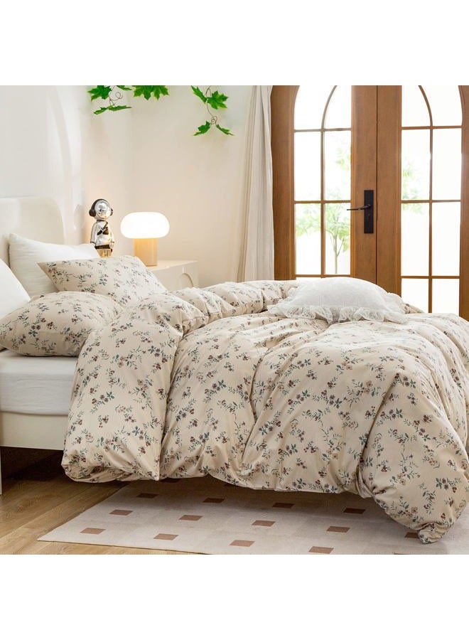 BUPIRD Floral Comforter Queen Set 3 Pieces Soft Cute Vintage Floral Bedding Comforter Lightweight Garden Style Floral Botanical Comforter Set for All Seasons 1 Comforter and 2 Pillowcases - Image 4