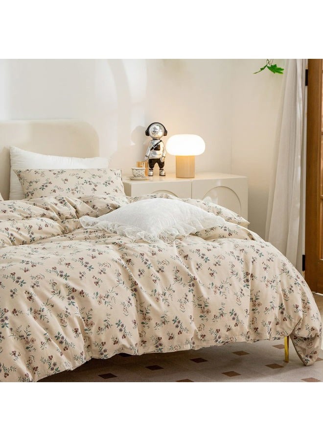 BUPIRD Floral Comforter Queen Set 3 Pieces Soft Cute Vintage Floral Bedding Comforter Lightweight Garden Style Floral Botanical Comforter Set for All Seasons 1 Comforter and 2 Pillowcases - Image 5