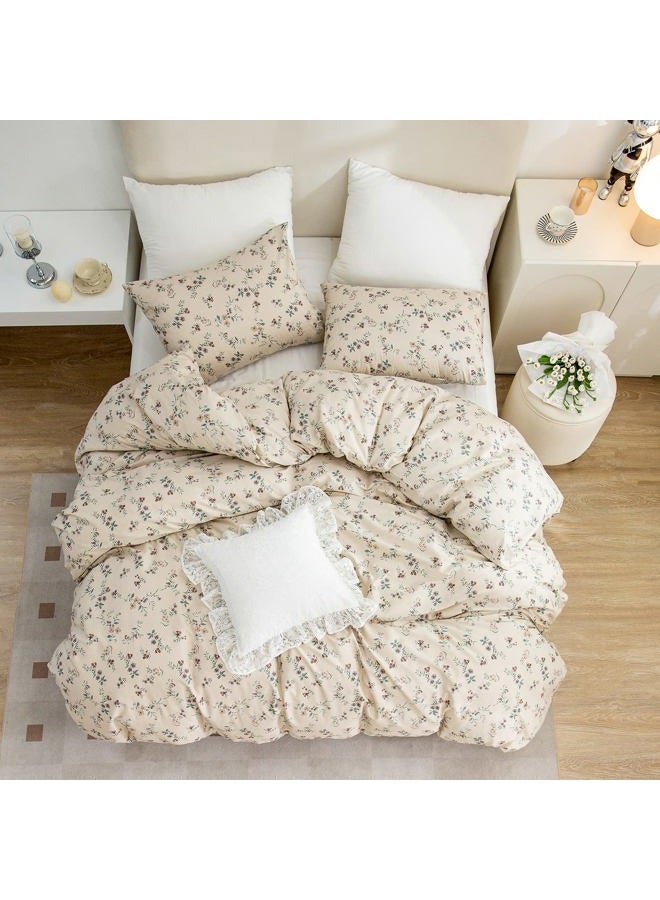 BUPIRD Floral Comforter Queen Set 3 Pieces Soft Cute Vintage Floral Bedding Comforter Lightweight Garden Style Floral Botanical Comforter Set for All Seasons 1 Comforter and 2 Pillowcases - Image 3