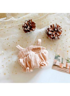 Cotton Doll 20cm Baby Clothes Star Doll Normal Body Chubby Body Naked Doll Wool Suspender T-shirt-Specifications:20cm-Color:Light Brown Knitted Bear Strap Pants