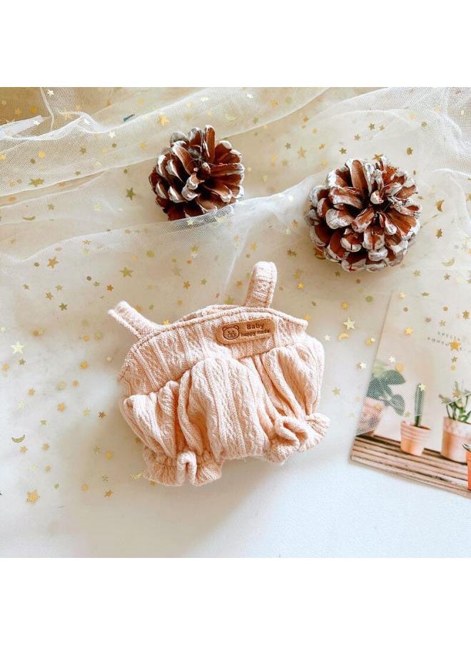 Generic - Cotton Doll 20cm Baby Clothes Star Doll Normal Body Chubby Body Naked Doll Wool Suspender T-shirt-Specifications:20cm-Color:Light Brown Knitted Bear Strap Pants - Image 1