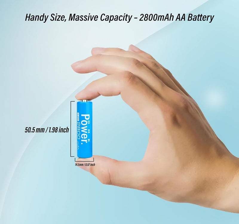 DMK Power Rechargeable AA Batteries,2800mAh High Capacity Batteries 1.2V NiMH Low Self Discharge (BLUE, 4 PIECES) - Image 4