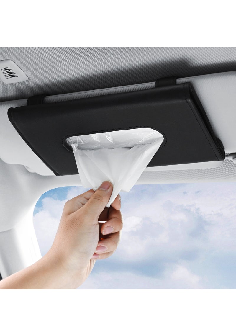 Beauenty PU Leather Car Tissue Holder Vehicle Tissues Case for Sun Visor and Seat Back (Excluding tissue) - Image 1