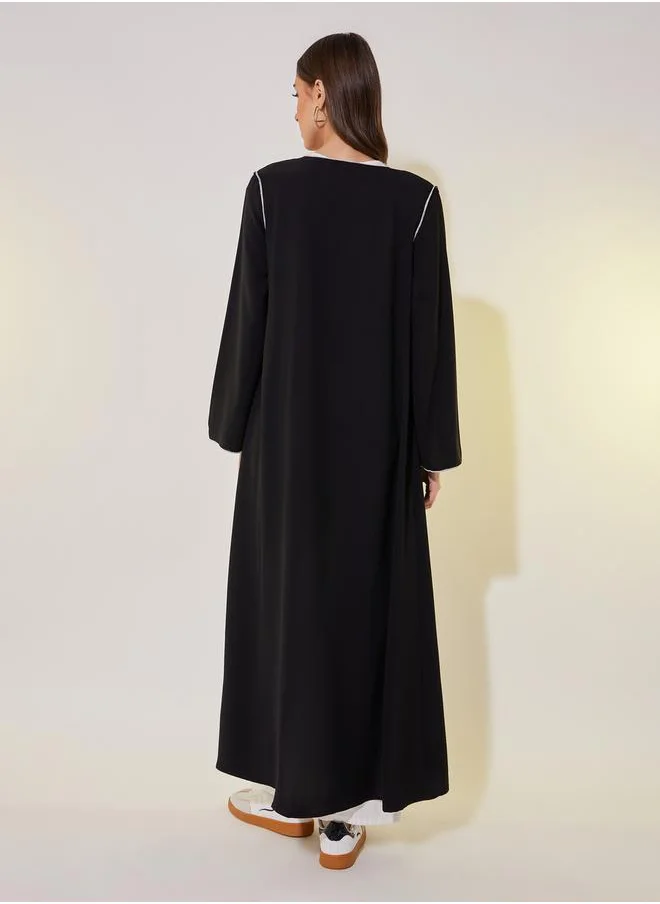 Styli Contrast Stitching Detail Regular Fit Kimono
