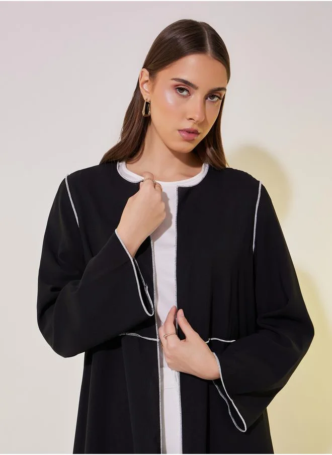 Styli Contrast Stitching Detail Regular Fit Kimono