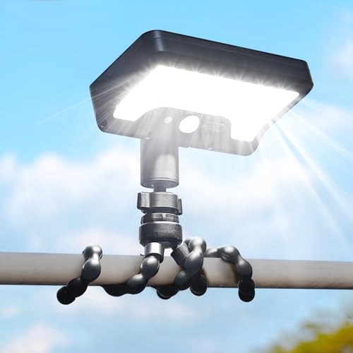 Thumok Motion Sensor Outdoor Lights with Flexible Octopus Tripod - 600LM Solar Sercurity Lights Waterproof, Dual Charging Solar Ourdoor Light for Camping,Fence, Patio (1, Black(6000K),Plastic - Image 1