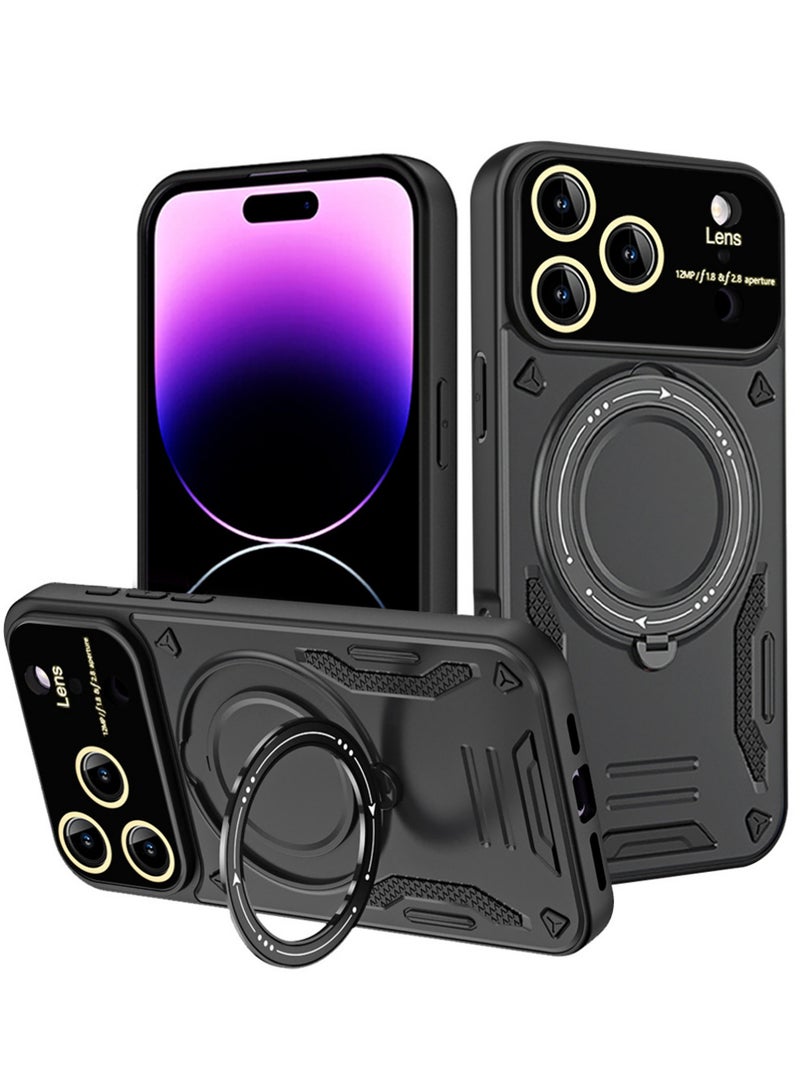 X-level Magnetic Ring Case with Stand for iPhone 17 Pro Max, Heavy Duty Magnetic Stand Cover [Compatible with MagSafe] Built in 360°Rotatable Ring Holder Rugged Shock Armor Slim Phone Case for  iPhone 17 Pro Max 5G, Black - Image 1