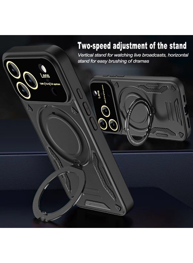 X-level Magnetic Ring Case with Stand for iPhone 17 Pro Max, Heavy Duty Magnetic Stand Cover [Compatible with MagSafe] Built in 360°Rotatable Ring Holder Rugged Shock Armor Slim Phone Case for  iPhone 17 Pro Max 5G, Black - Image 5