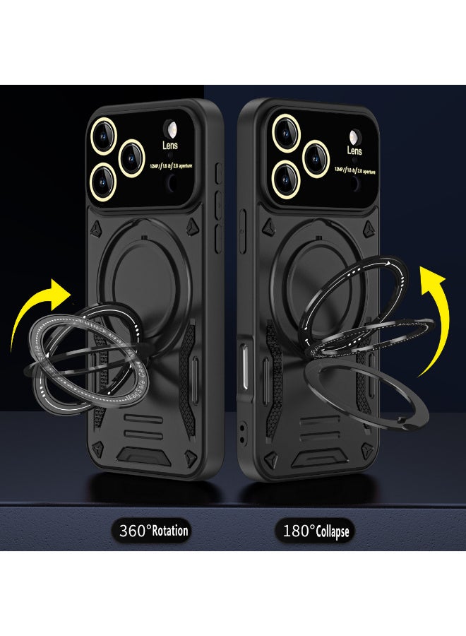 X-level Magnetic Ring Case with Stand for iPhone 17 Pro Max, Heavy Duty Magnetic Stand Cover [Compatible with MagSafe] Built in 360°Rotatable Ring Holder Rugged Shock Armor Slim Phone Case for  iPhone 17 Pro Max 5G, Black - Image 3