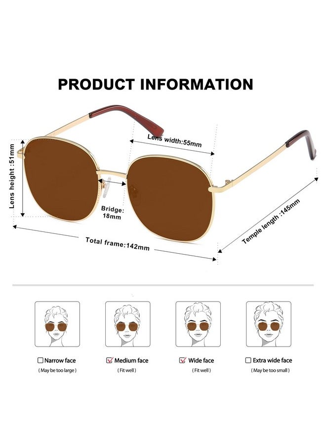 Sojos Classic Trendy Square Sunglasses For Women Men Cute Big Frame Gold Shades Sj1137, Gold/Brown  - Image 4
