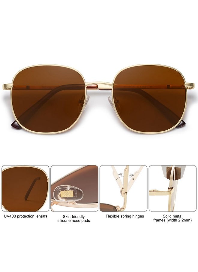 Sojos Classic Trendy Square Sunglasses For Women Men Cute Big Frame Gold Shades Sj1137, Gold/Brown  - Image 3