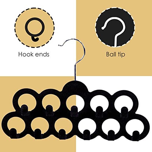 Home Basics Velvet Scarf Storage Organizer for Closet (Pack of 3), Black | by Home Basics | Scarf Holder for Scarves and Ties | Slim Scarf Hangar Useful for Belts and Jewelry - Image 4