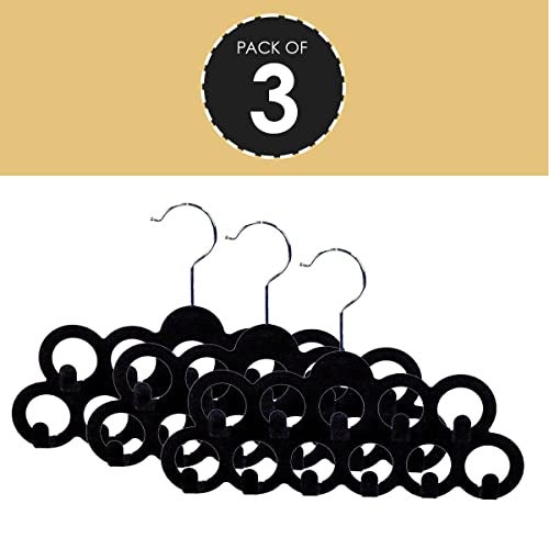 Home Basics Velvet Scarf Storage Organizer for Closet (Pack of 3), Black | by Home Basics | Scarf Holder for Scarves and Ties | Slim Scarf Hangar Useful for Belts and Jewelry - Image 3