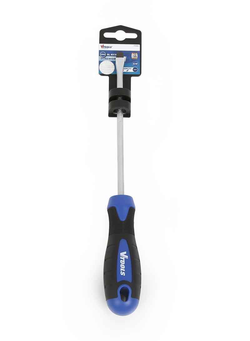 VTOOLS Slotted Screwdriver with Magnetic Black Tip-150X6MM - Image 1