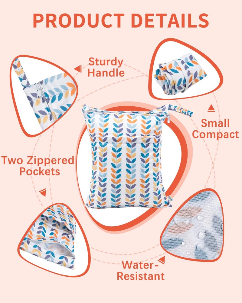 babygoal Wet Dry Bags for Baby Cloth Diapers, Washable Travel Bags, Beach, Pool, Gym Bag for Swimsuits & Wet Clothes with Two Zippered Pockets 3 Pack 3LN08 - Image 2