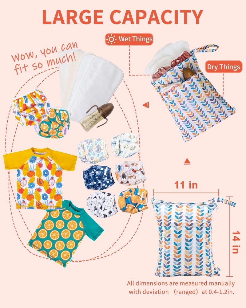 babygoal Wet Dry Bags for Baby Cloth Diapers, Washable Travel Bags, Beach, Pool, Gym Bag for Swimsuits & Wet Clothes with Two Zippered Pockets 3 Pack 3LN08 - Image 5