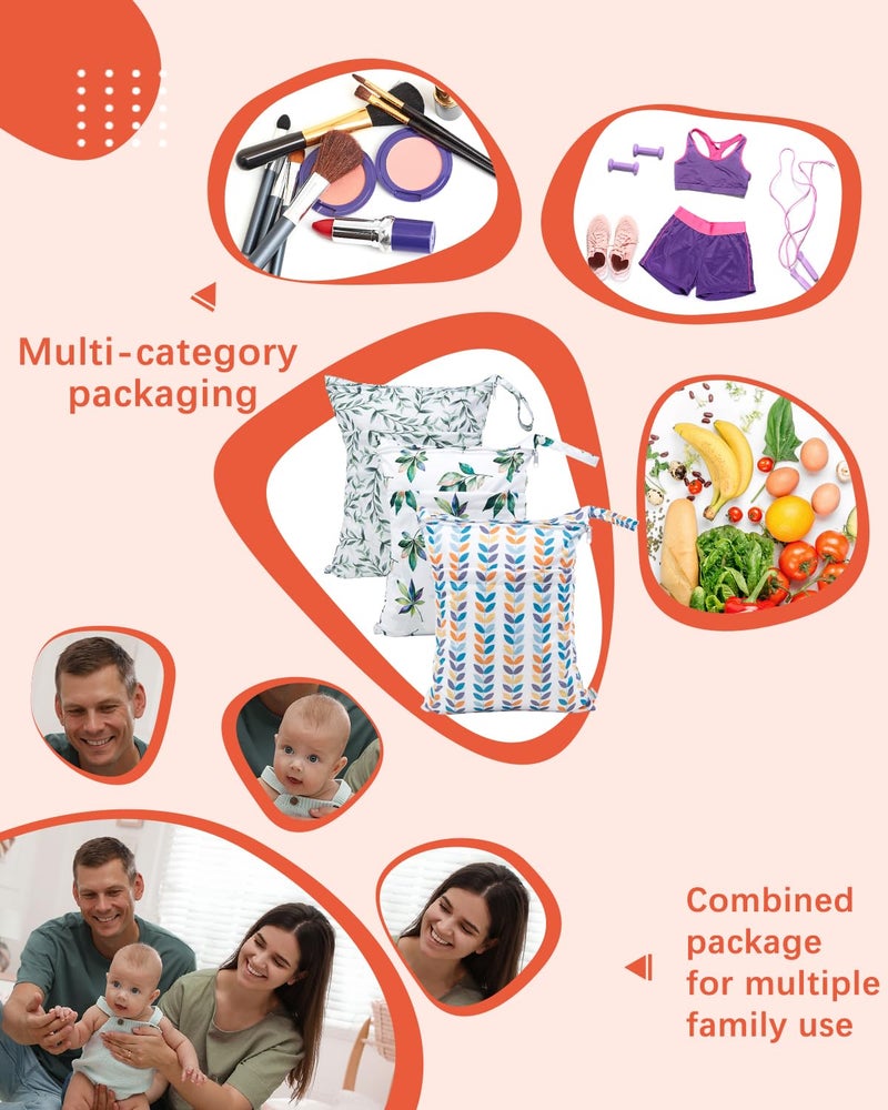 babygoal Wet Dry Bags for Baby Cloth Diapers, Washable Travel Bags, Beach, Pool, Gym Bag for Swimsuits & Wet Clothes with Two Zippered Pockets 3 Pack 3LN08 - Image 4