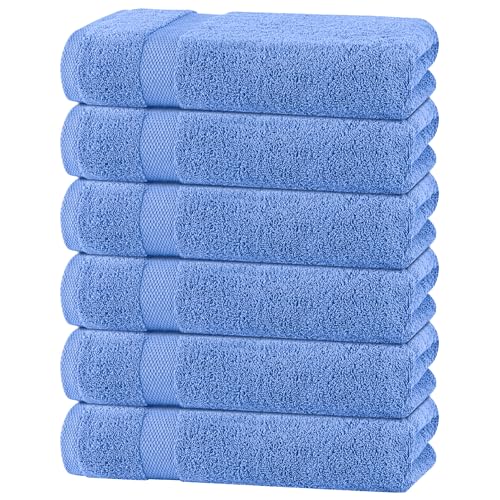 White Classic Wealuxe Light Blue Bath Towels 24x50 Inch Cotton Towel Set for Bathroom Hotel Gym Spa Soft Extra Absorbent Quick Dry 6 Pack - Image 1