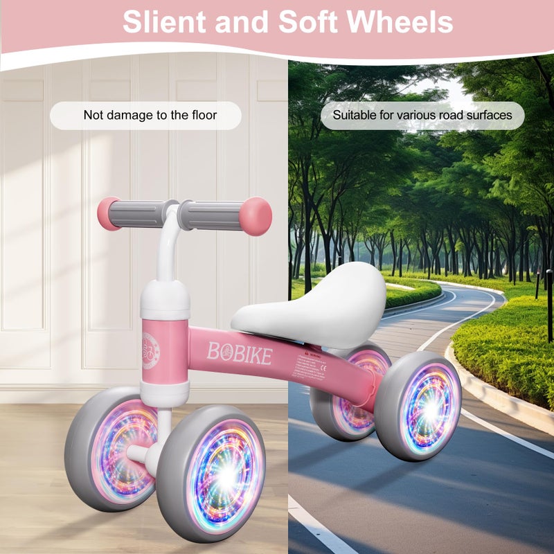 Bobike Baby Balance Bike Toys for 12-36 Months Kids Toy Boy and Girls Gifts Toddler Best First Birthday Gift Children Walker No Pedal Infant 4 Wheels Bicycle (Colorful, Pink-Light) - Image 5