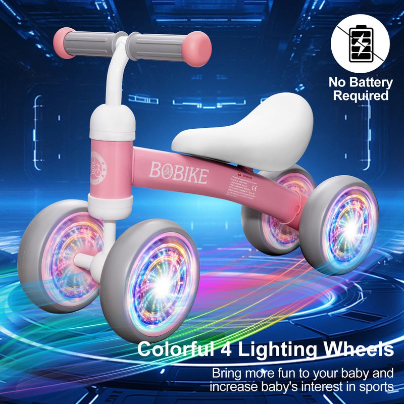 Bobike Baby Balance Bike Toys for 12-36 Months Kids Toy Boy and Girls Gifts Toddler Best First Birthday Gift Children Walker No Pedal Infant 4 Wheels Bicycle (Colorful, Pink-Light) - Image 3