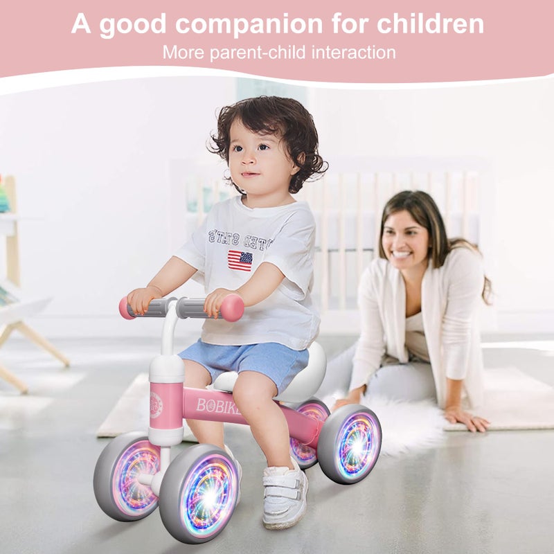 Bobike Baby Balance Bike Toys for 12-36 Months Kids Toy Boy and Girls Gifts Toddler Best First Birthday Gift Children Walker No Pedal Infant 4 Wheels Bicycle (Colorful, Pink-Light) - Image 2