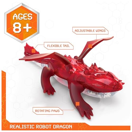 HEX Bots Remote Control Dragon Rechargeable Robot Dragon Toys for Kids Adjustable Robotic Dragon Figure Toys for Boys Girls Ages 4 Up Red - Image 5