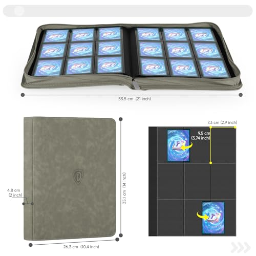 Deoyibu 9 Pocket Card Binder,360 Pockets Trading Card Binder,Double Sided Pocket Collection Binder,Card Folder for MTG,TCG,Game Cards,Sport Cards,Grey - Image 3