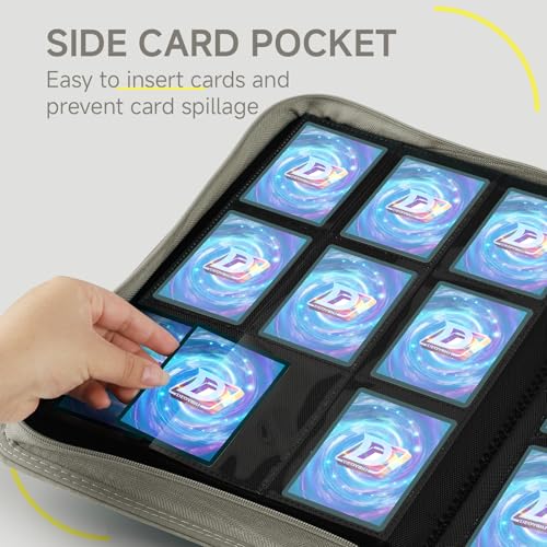 Deoyibu 9 Pocket Card Binder,360 Pockets Trading Card Binder,Double Sided Pocket Collection Binder,Card Folder for MTG,TCG,Game Cards,Sport Cards,Grey - Image 5