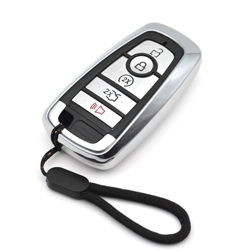 MECHCOS Fit for Ford Edge Mustang Explorer Bronco Escape Expedition Maverick F150 Lightning F250 F350 F450 F550 Super Duty F650 F750 Silver TPU Key Fob Cover Case Holder Protector Accessories
