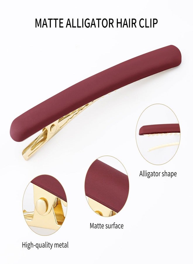 Motroce 4PCS Duck Bill Hair Clips for Women, Matte Alligator Hair Clips for Girls, Duck Teeth Hair Barrettes, Hair Pins for Girls, Large Barrettes Hair Accessories(3.5Inch,2 Colors,Red) - Image 3