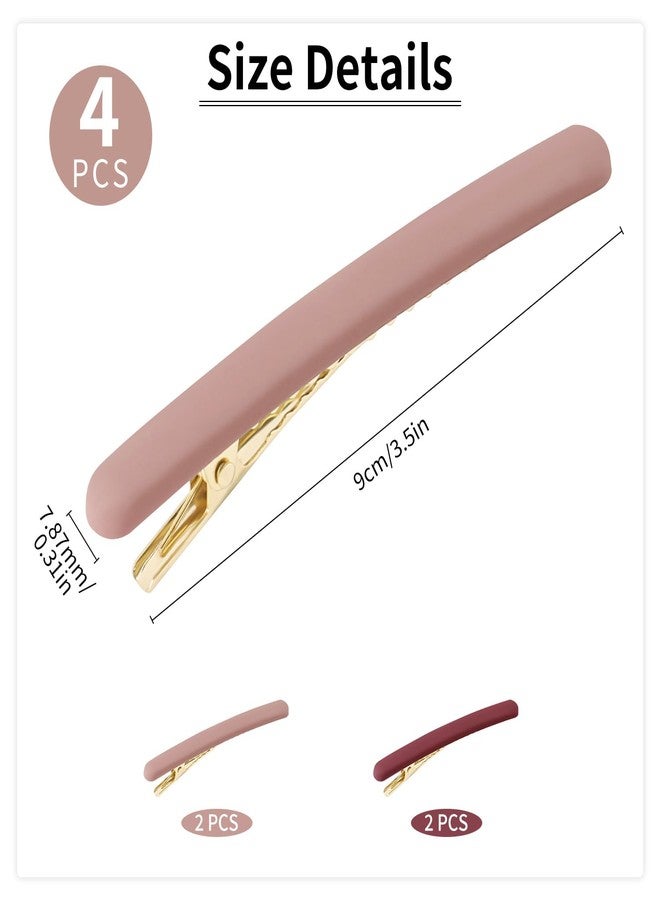 Motroce 4PCS Duck Bill Hair Clips for Women, Matte Alligator Hair Clips for Girls, Duck Teeth Hair Barrettes, Hair Pins for Girls, Large Barrettes Hair Accessories(3.5Inch,2 Colors,Red) - Image 2