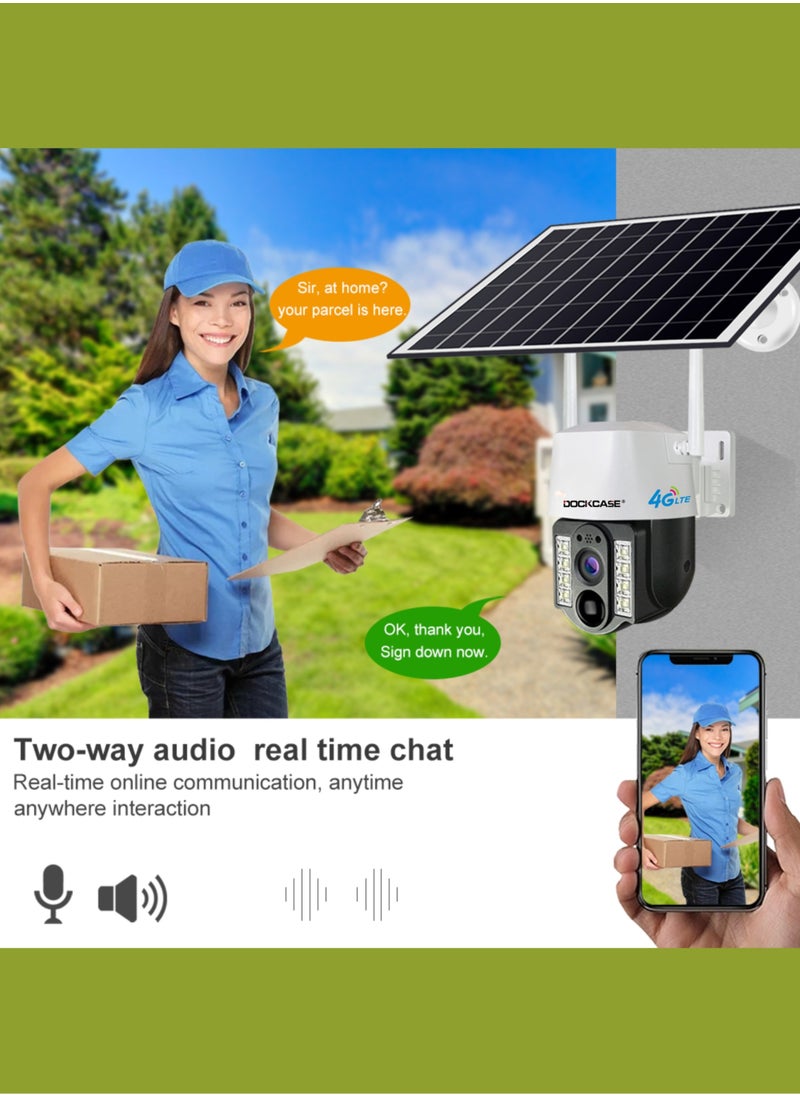 DOCKCASE - DOCKCASE 3.0MP 4G Sim Card Solar Camera PTZ 360°View Solar Powered Outdoor Security Camera . - Image 1